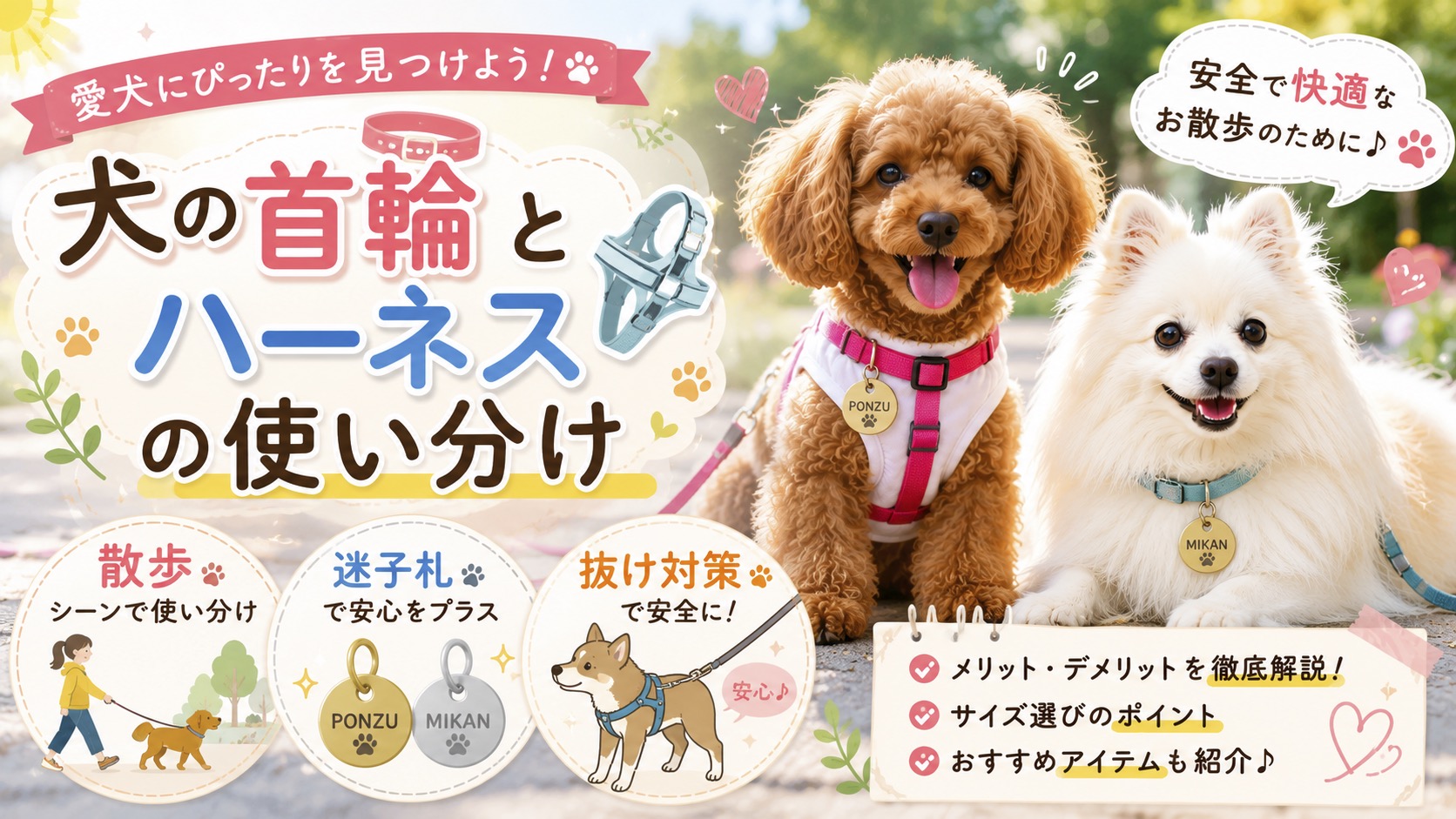 首輪とハーネス使い分け